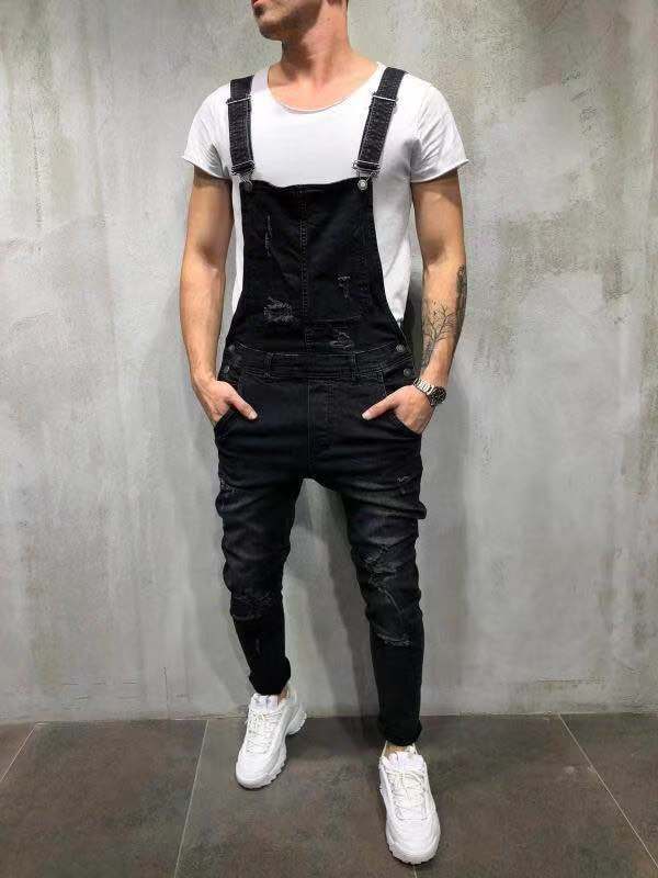 Herren Latzhose im modernen urbanen Stil mit stylischen Zerstörungen Drune