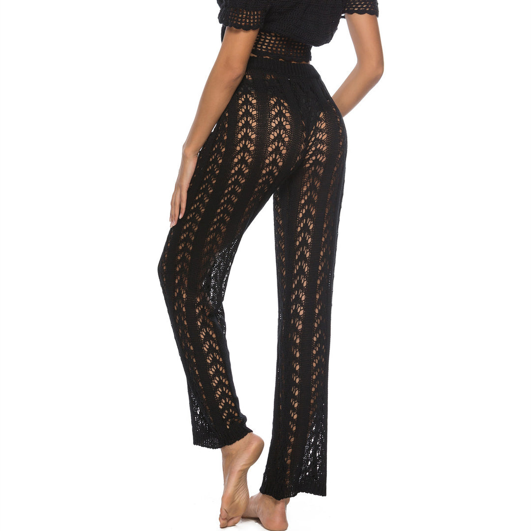 Damen elegante Häkelstrandhose mit luftiger Passform und elastischem Bund Drune