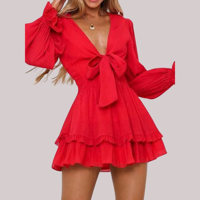 Drune | Wickelkleid mit Rüschen und Taillenban