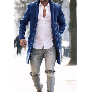 Herren eleganter Langmantel im minimalistischen Design mit praktischen Taschen Drune