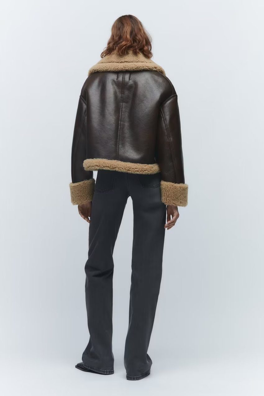 Drune | Leder Aviatorjacke - Sherpa-Besatz - Warme Winterbekleidung - Vintage-Stil
