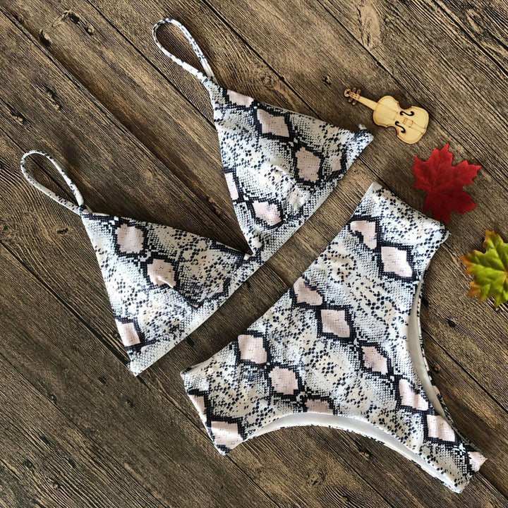 Damen Floral Triangel-Bikini-Set mit hohem Bund Drune