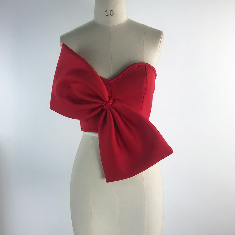 Damen Cropped Top mit dekorativem Schleifen-Design Drune