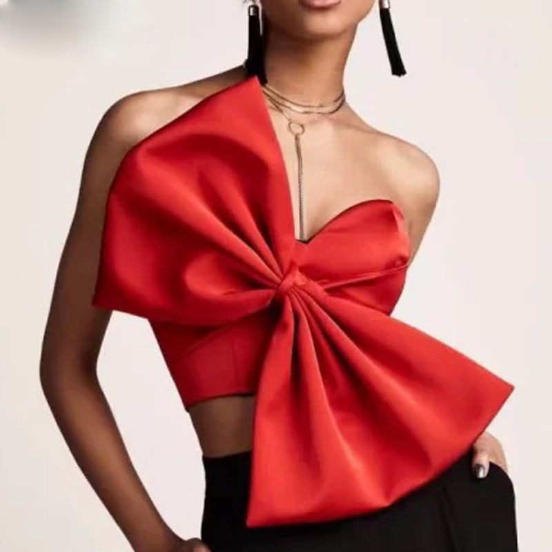 Damen Cropped Top mit dekorativem Schleifen-Design Drune