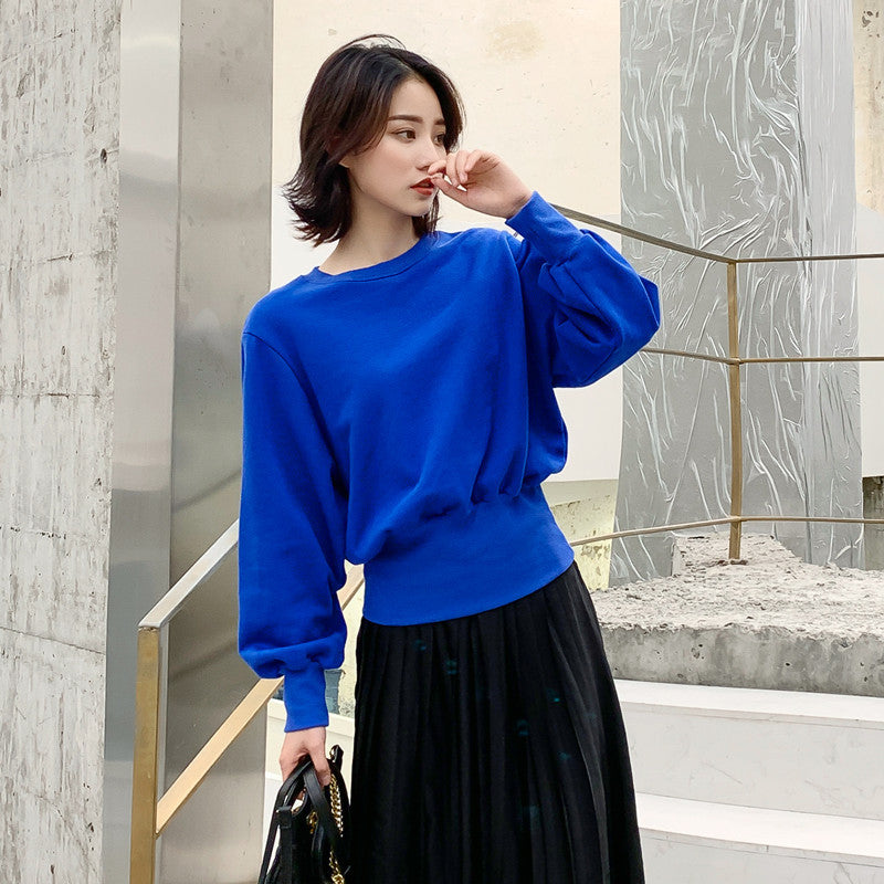 Damen lässiger Oversized-Pullover mit ballonförmigen Ärmeln Drune