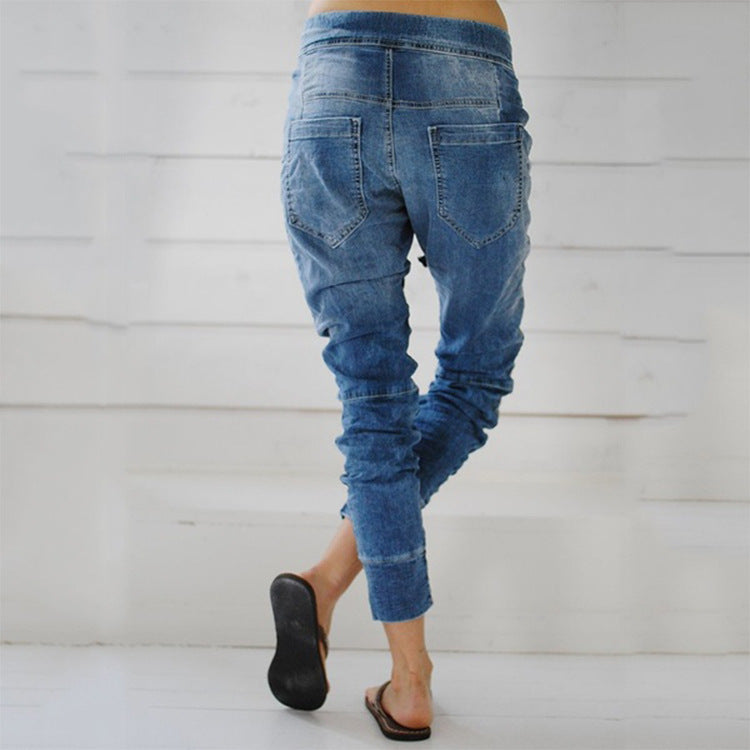 Damen Cargohose im lässigen Denim-Style mit Gummizug Drune