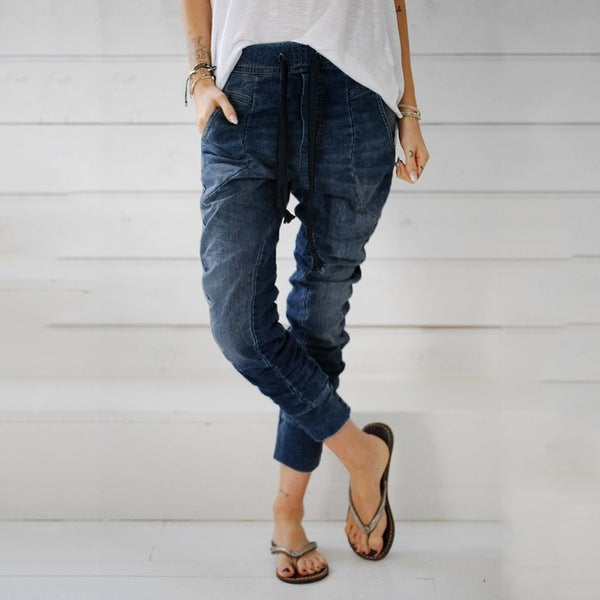 Damen Cargohose im lässigen Denim-Style mit Gummizug Drune