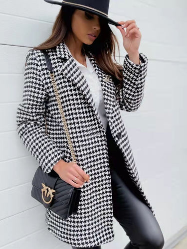 Drune | Hahnentritt Mantel - Tailored Fit - Klassische Wollmischung Eleganz