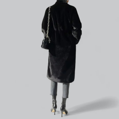 Drune | Damen Winter Schlanker Langer Klassischer Trench Mantel Schwarz
