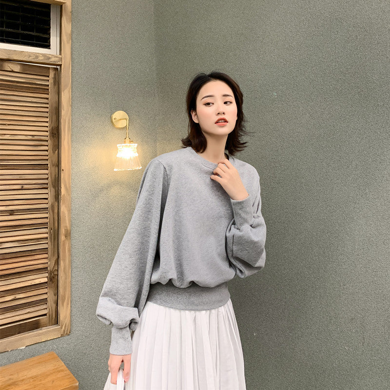 Damen lässiger Oversized-Pullover mit ballonförmigen Ärmeln Drune