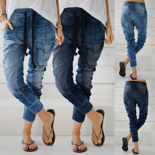 Damen Cargohose im lässigen Denim-Style mit Gummizug Drune