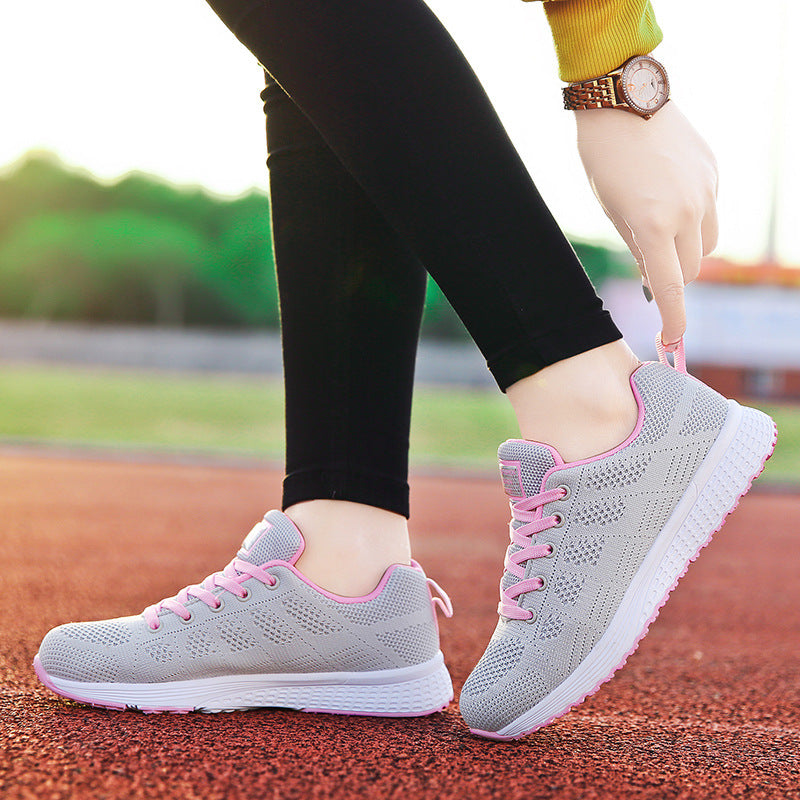 Damen nan leichtgewichtiger Strick-Freizeitsneaker mit Wabenperforation, schockabsorbierender Schaumsohle und gepolstertem Fersenkragen Drune