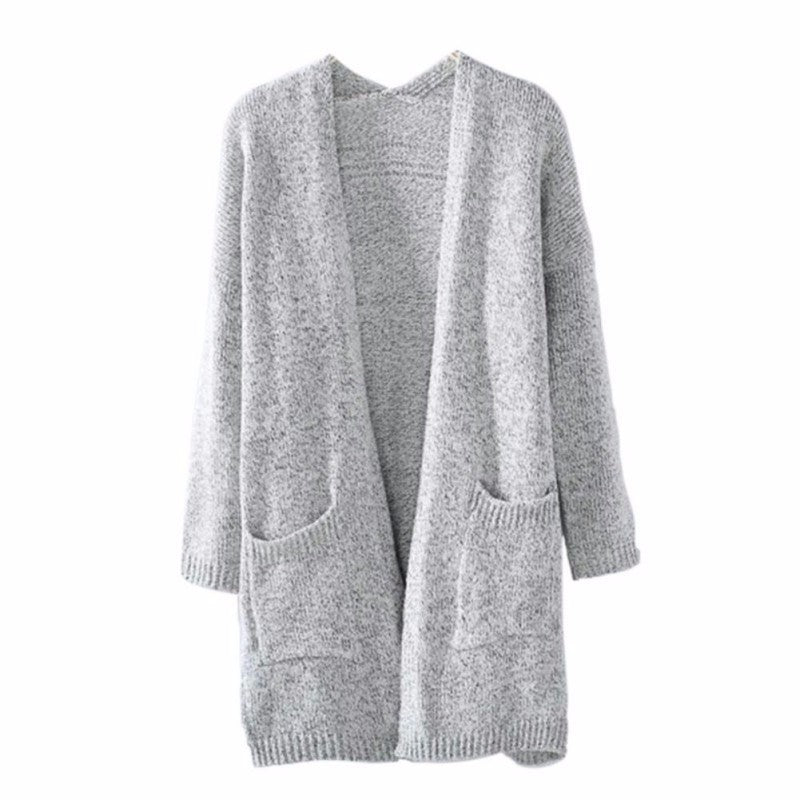 Damen Strickmantel mit tiefen Taschen und offenem Schnitt Drune