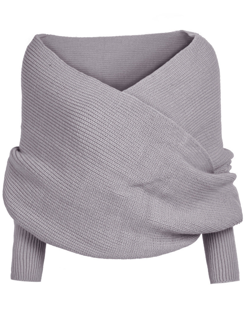 Damen weich gestrickter Schal mit modischem Knoten-Design Drune