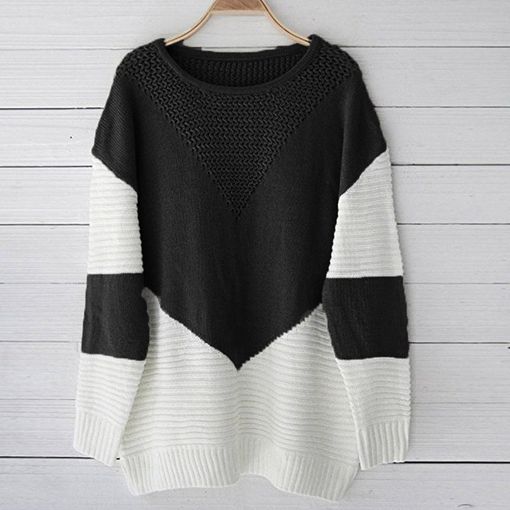 Damen modischer Strickpullover mit geometrischem Muster und strukturiertem Gewebe Drune