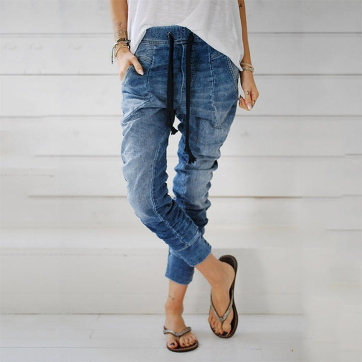 Damen Cargohose im lässigen Denim-Style mit Gummizug Drune