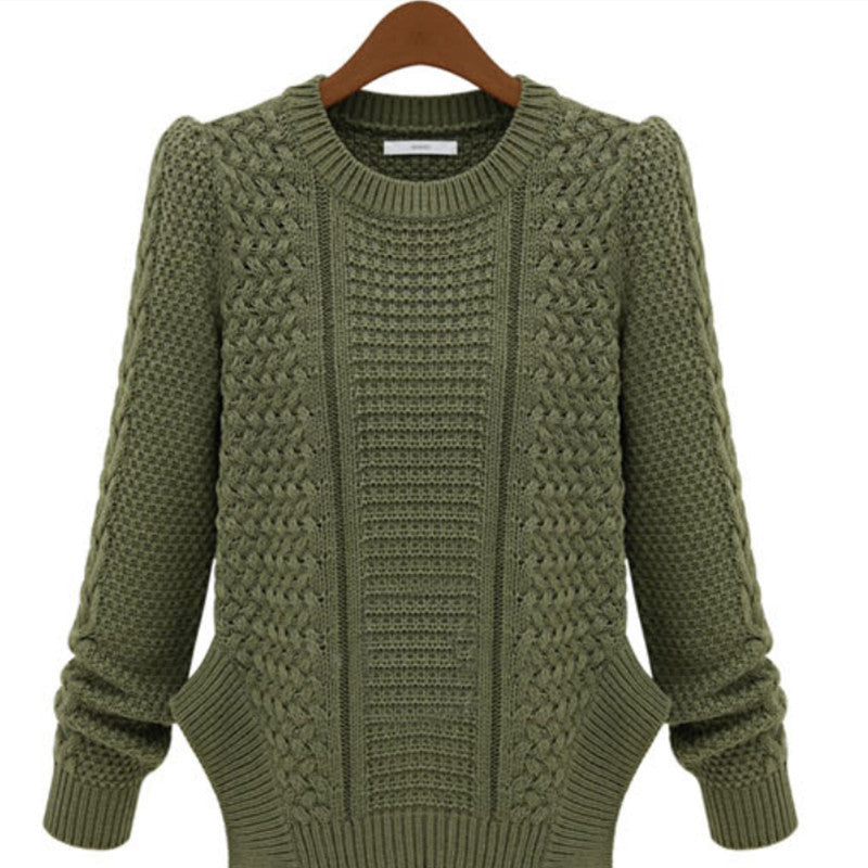 Damen Strickpullover mit strukturierter Oberfläche und seitlichen Taschen Drune