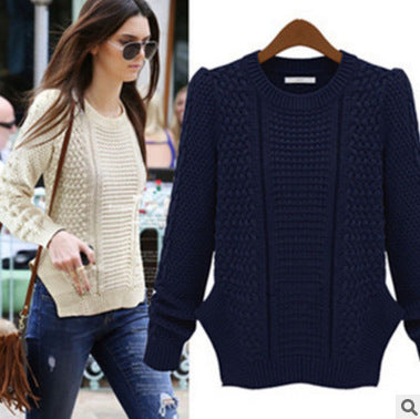 Damen Strickpullover mit strukturierter Oberfläche und seitlichen Taschen Drune