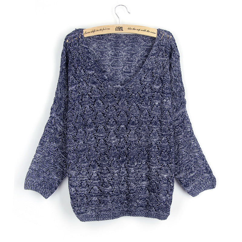 Damen Strickpullover mit V-Ausschnitt und luftiger Lochstruktur Drune