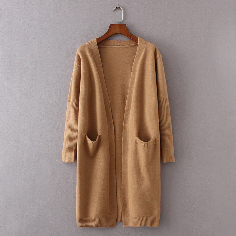 Damen Lange Strickjacke mit tiefen Taschen und offenem Schnitt Drune