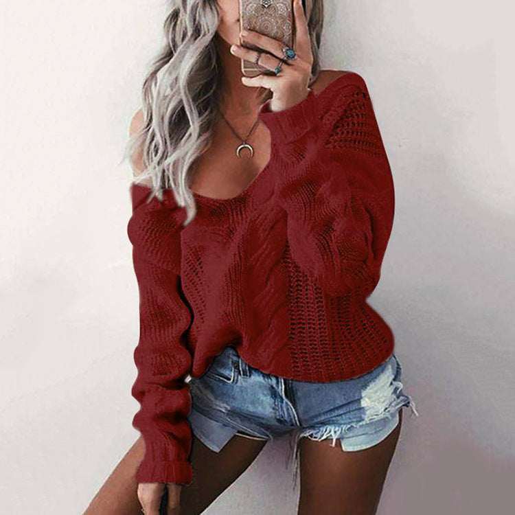 Damen Strickpullover mit tiefem V-Ausschnitt und lässigem Schnitt Drune