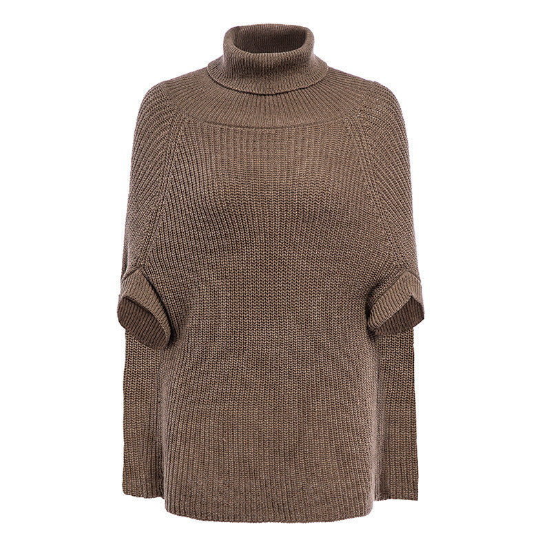 Damen Strickpullover mit hohem Kragen und asymmetrischem Schnitt Drune
