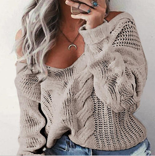 Damen Grobstrickpullover mit offener Schulter und strukturierter Optik Drune