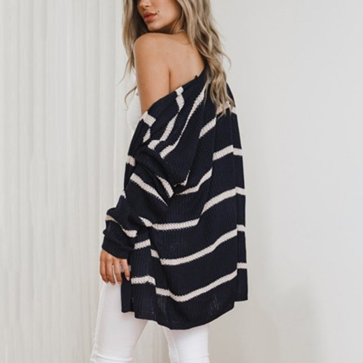 Damen Strickcardigan mit lässigem Streifendesign und offenen Fronten Drune