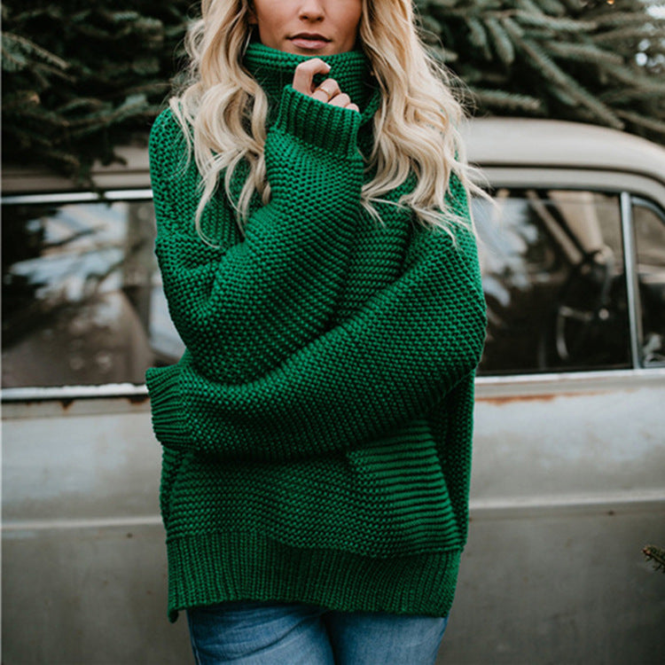 Damen Grobstrickpullover mit hohem Kragen und lässigem Schnitt Drune