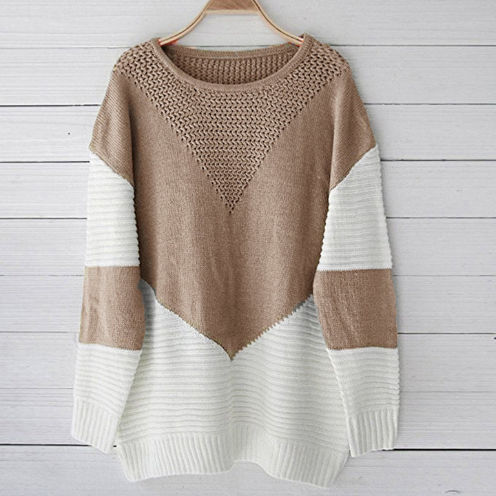 Damen modischer Strickpullover mit geometrischem Muster und strukturiertem Gewebe Drune