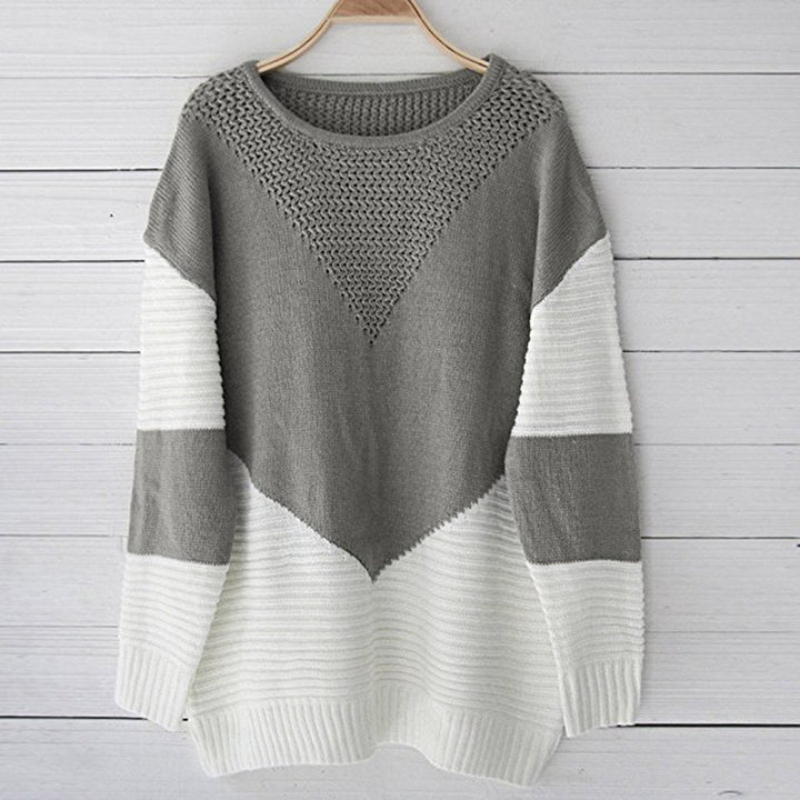 Damen modischer Strickpullover mit geometrischem Muster und strukturiertem Gewebe Drune