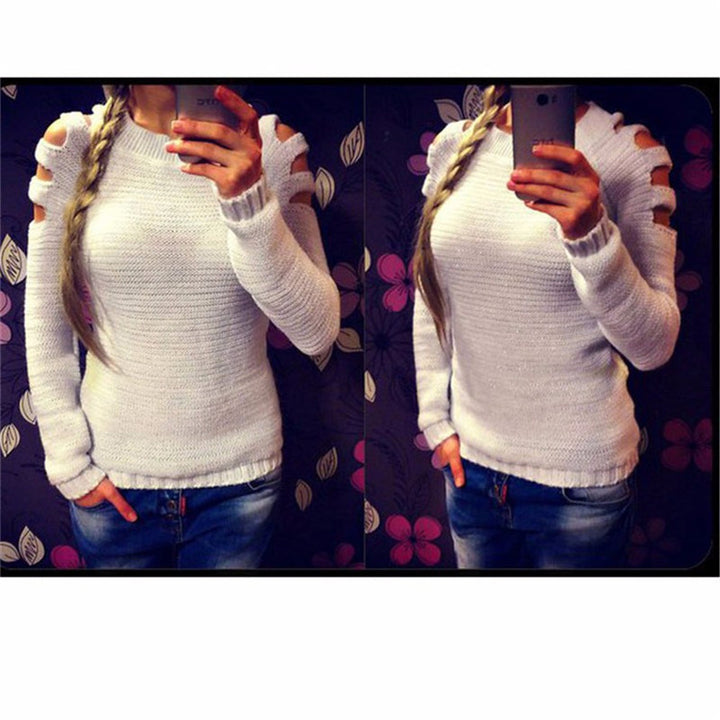 Damen Strickpullover mit innovativem Cut-Out-Design und glitzernden Details Drune