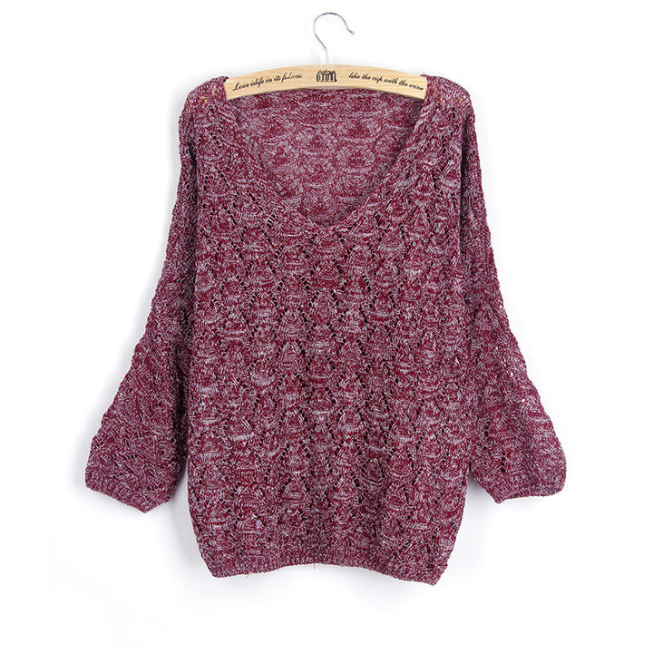 Damen Strickpullover mit dekorativem Lochmuster und weit geschnittenen Ärmeln Drune