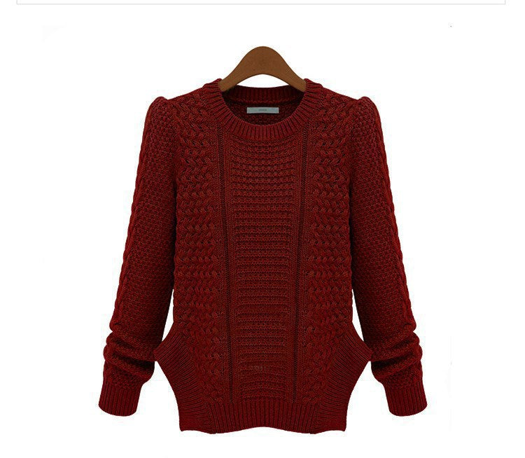 Damen Strickpullover mit strukturierter Oberfläche und seitlichen Taschen Drune