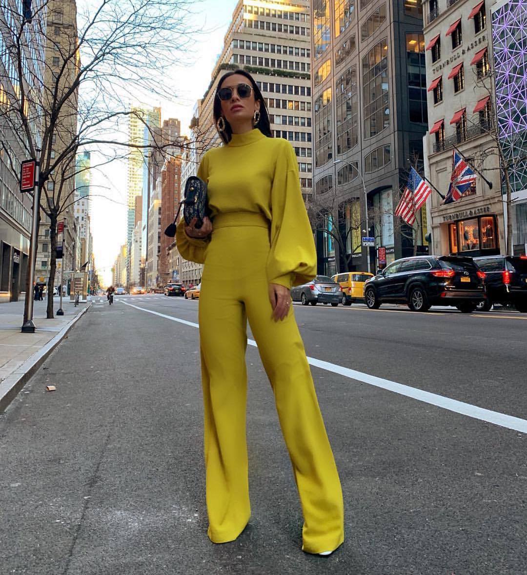 Damen Eleganter Jumpsuit mit weiten Ärmeln und hohem Kragen Drune