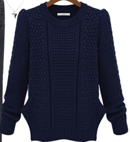 Damen Strickpullover mit strukturierter Oberfläche und seitlichen Taschen Drune
