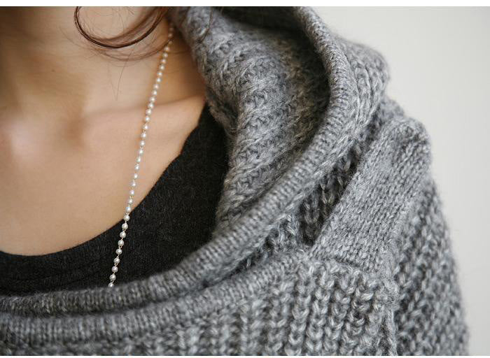 Damen Grober Strickmantel mit Kapuze und offenem Schnitt Drune