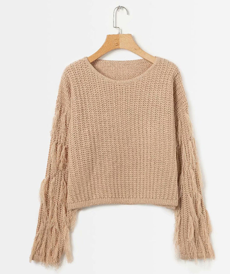 Damen Pullover mit Fransendetails Drune