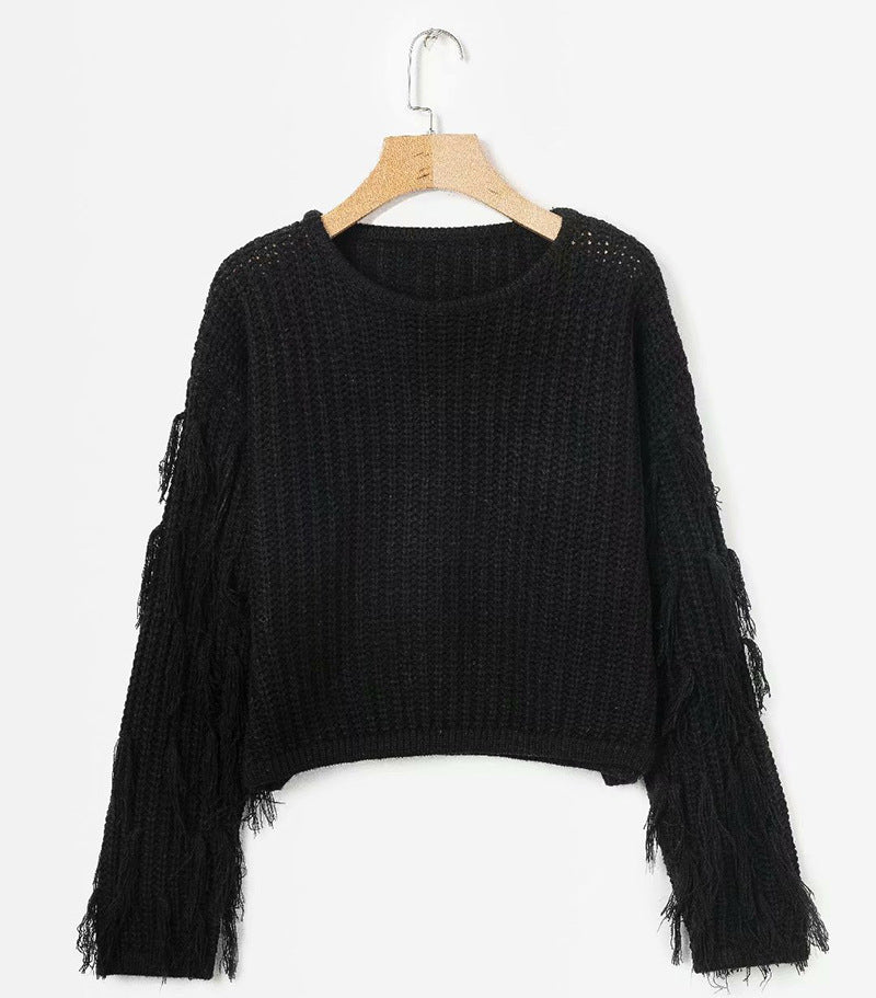 Damen Pullover mit Fransendetails Drune