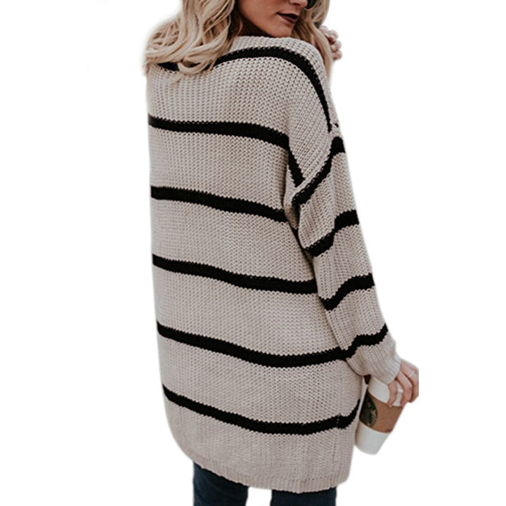 Damen Grobstrickpullover mit lässigem Schnitt und modernen Streifen Drune
