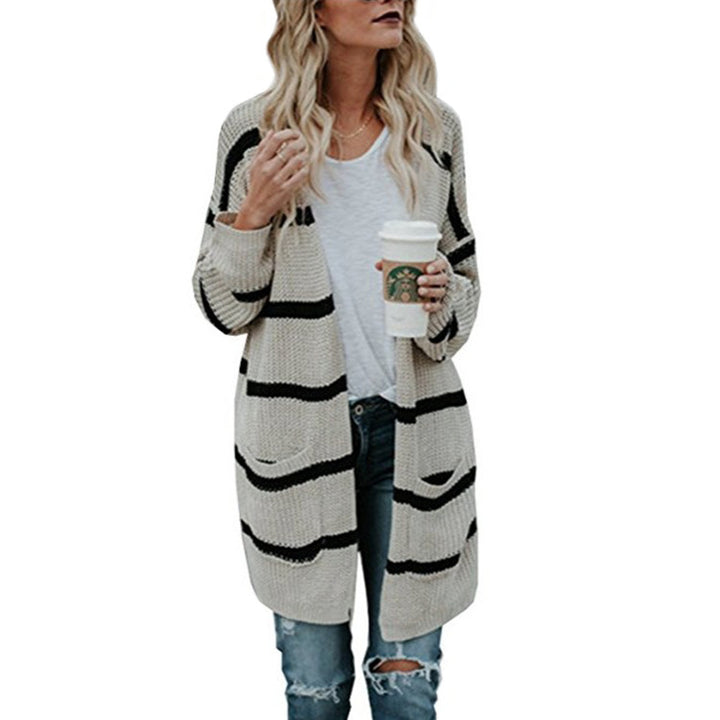 Damen Grobstrickpullover mit lässigem Schnitt und modernen Streifen Drune