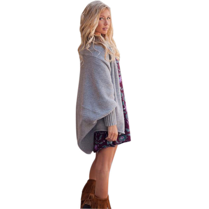 Damen kuschelige Strickjacke mit Kapuze und offenen Seiten Drune