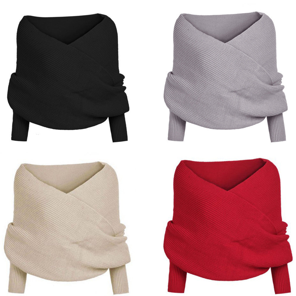 Damen weich gestrickter Schal mit modischem Knoten-Design Drune
