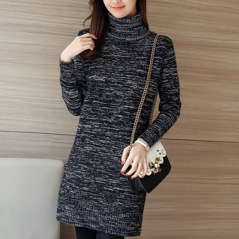Damen Strickkleid mit hohem Rollkragen und gerippten Details Drune