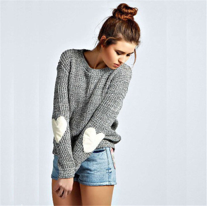 Damen Pullover mit Herz-Applikationen und strukturiertem Strick Drune