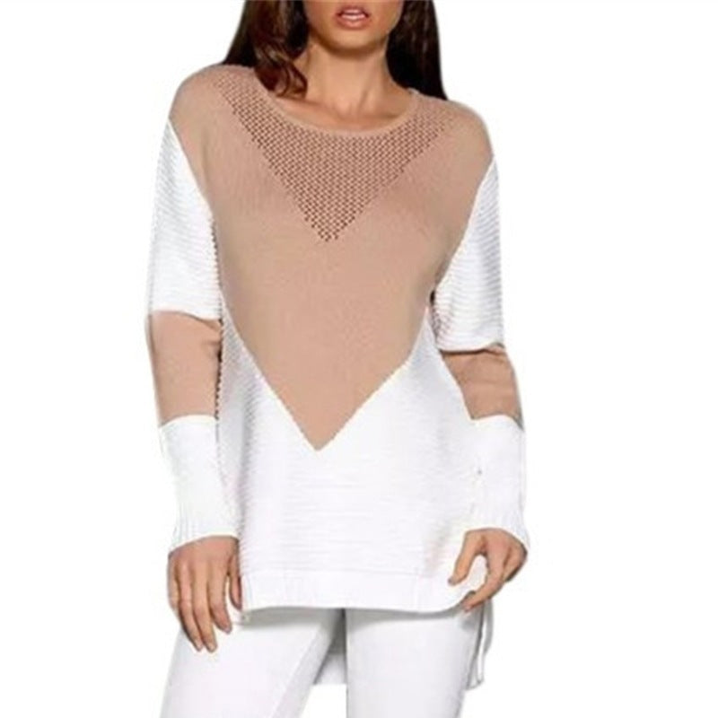 Damen modischer Strickpullover mit geometrischem Muster und strukturiertem Gewebe Drune