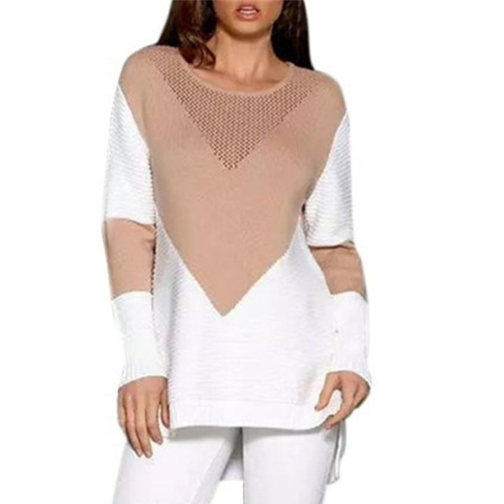 Damen modischer Strickpullover mit geometrischem Muster und strukturiertem Gewebe Drune