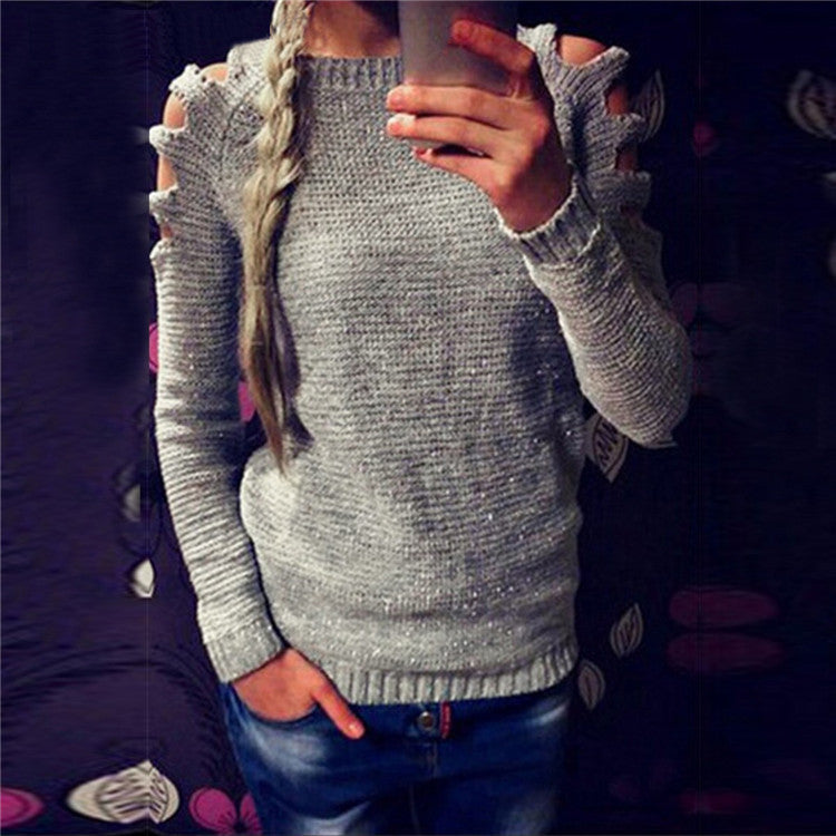 Damen Strickpullover mit innovativem Cut-Out-Design und glitzernden Details Drune