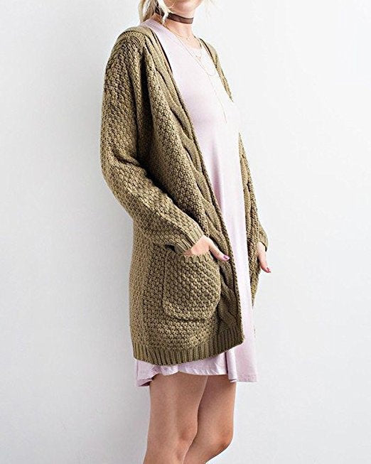 Damen Luftiger Strickcardigan mit offenen Taschen und lässigem Schnitt Drune
