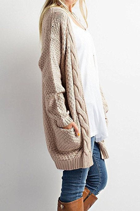 Damen Luftiger Strickcardigan mit offenen Taschen und lässigem Schnitt Drune